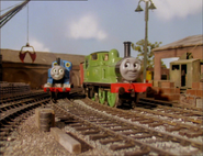 Thomas and Oliver in the yard in the fourth series