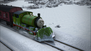 Percy with light snow (Snow Place Like Home, The Beast of Sodor, Letters to Santa, Thomas' Animal Ark, Panicky Percy and Nia's Bright Idea)