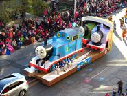 Rosie in the 2015 Santa Claus Parade with Thomas and Percy