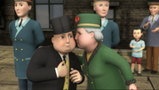 Dowager Hatt kissing her son