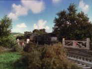 A BR brake van with a face at Suddery Junction