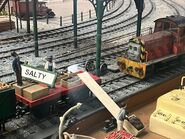 Salty's nameboard from Five New Engines in the Shed on display at Drayton Manor Theme Park in 2024