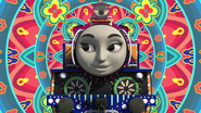 Ashima in front of a Bollywood style background