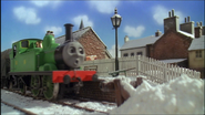 Oliver about to crash through the buffers at The Mountain Village