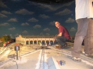 Mail vans during the filming of Toby's Special Surprise