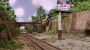 Isobella hanging over the wall in Jack and the Sodor Construction Company