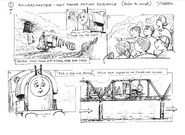 Open-topped coaches similar to Ada, Jane and Mabel in the original storyboards for Rheneas and the Roller Coaster