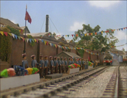 Gordon approaching Knapford with the Royal Train