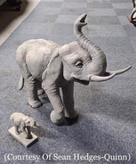 The Elephant Statue's close up and production made small scale maquette as owned by Sean