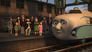 Mr. Percival with Sir Topham Hatt, Lady Hatt, Stephen Hatt, Bridget Hatt, Dowager Hatt, Lord Callan, The Thin Clergyman, The Mayor of Sodor and Hugo in the twentieth series