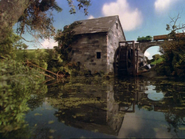 Duck, Annie and Clarabel passing the Watermill