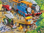 George working at Sodor Construction Company with Jack and Isobella in a Ravensburger puzzle