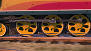 A closeup of Rebecca's wheels