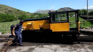 Perkins on the turntable at Dalegarth