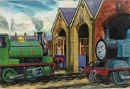 Thomas, Percy and Toby at Ffarquhar Sheds