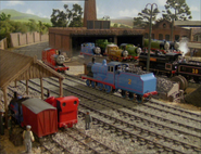 Sir Handel, Skarloey, James, Edward, Douglas, Thomas, Stepney, Duck, Percy, Henry, and Gordon