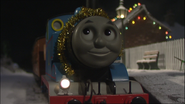 Thomas decorated with tinsel