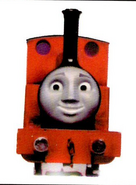 Head-on model promo with Sir Handel's face