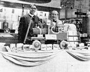 Reverend W. Awdry and C. Reginald Dalby with the first 10 books (1955)