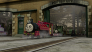 Rosie at the Sodor Steamworks in Blue Mountain Mystery