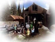 The goods platform canopy by the cranes in the second series reused for the wood mill