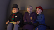 The Duke and Duchess riding in Harold with Sir Topham Hatt in the twenty-fourth series