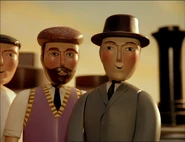 The signalman's large scale body reused for a passenger in the fourth series