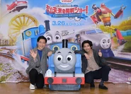 Junpei Gotô and Kento Kaku at a press conference for Marvellous Machinery