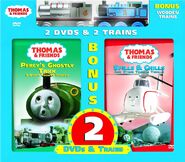 DVD 2-Pack with Percy's Ghostly Trick and Other Thomas Stories and Wooden Railway Thomas and silver Percy