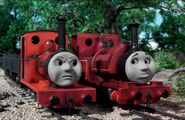 Skarloey's second smiling face that first appeared in a deleted scene image from the episode, Rheneas and the Dinosaur... (2005)
