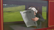 Sir Robert Norramby reading the newspaper