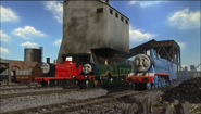 James, Gordon and Emily at the coaling plant