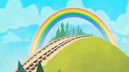 A rainbow above one of the hills