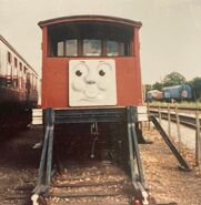 A brake van with Toby's face