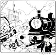 Original lineart still showing the brake van's face