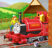 Skarloey being polished by Nancy