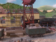 Donald next to an under construction Tidmouth Hault.