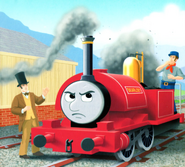 Skarloey without a cab and trailing wheels in a My Thomas Story Library book
