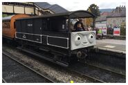 A GWR brake van with a face at a Days Out with Thomas event