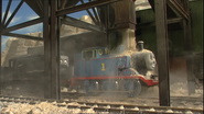 Diesel shunting Thomas under the hopper