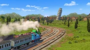 Thomas and Gina passing the tower