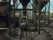 Some trucks under the coal hopper in the television series