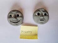 References of the earliest finished versions of Mighty's smiling and confused faces taken and owned by Hedges-Quinn