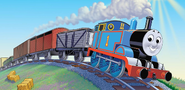 A 5-plank truck at the end of Thomas' goods train