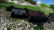 A brake van rolling down a hill
