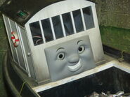 Bulstrode's unused pre-sixth series happy face that is currently on display at the Discover Thomas exhibition in Drayton Manor (pre-2002, 2020)