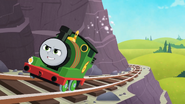 Percy climbing up the mountain
