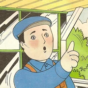 The Knapford Yards signalman in a magazine story