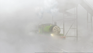 Percy and Spencer at the hopper in the fog