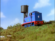 Thomas at a water tower on the Kirk Ronan Branch Line